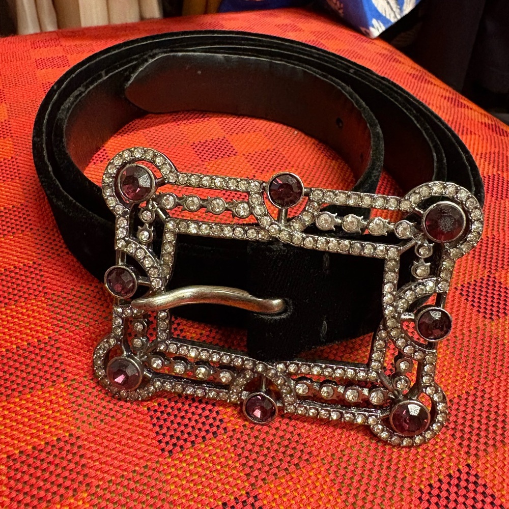 Ralph Lauren Black Belt with Rhinestone Buckle